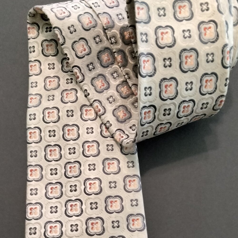 TASSO ELBA Men's Gold Floral Geometric Classic Silk Neck Tie 60"x3.5"